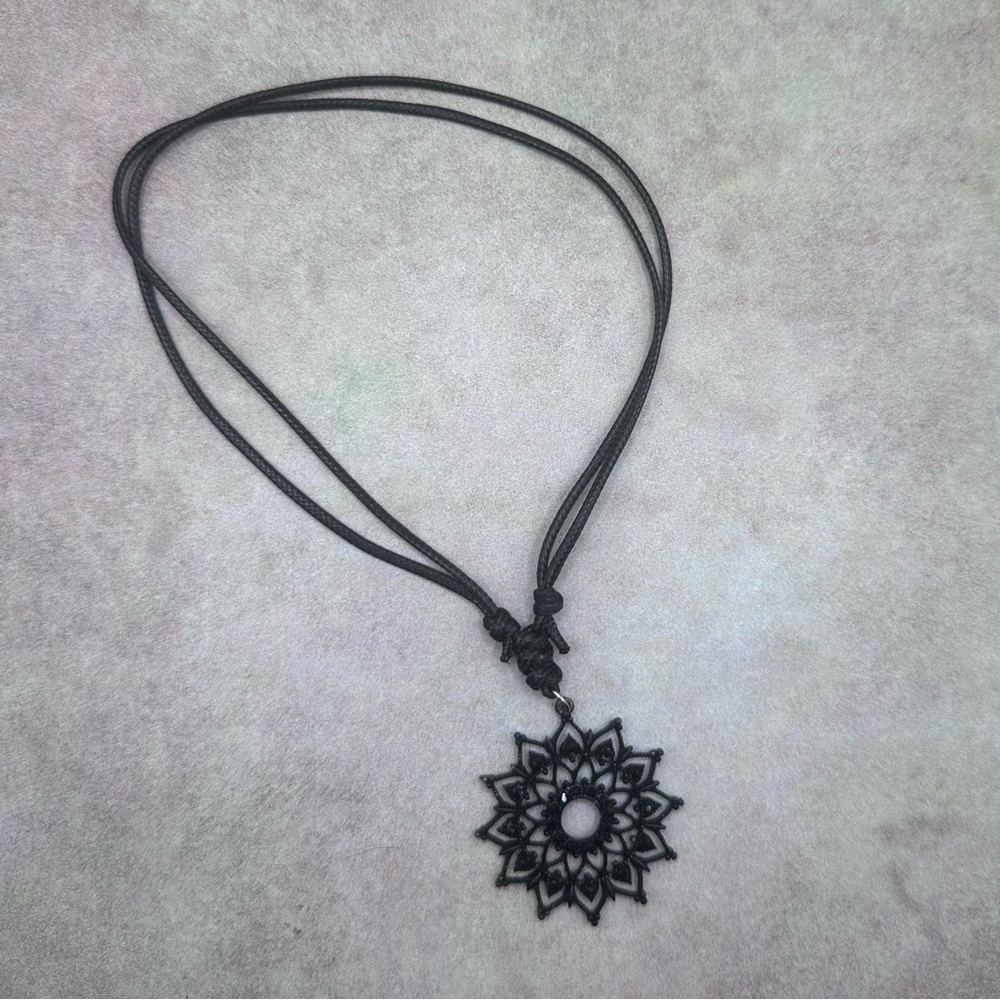 Black Filigree Sunburst Pendant Necklace - Women's Jewelry - Picture 2 of 5